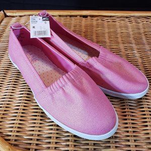 Slip-on flats.  Size 6. Pink Shimmer. NEW